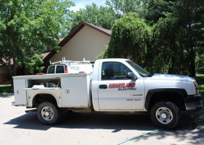 Side shot of Heartland Electric's service vehicle